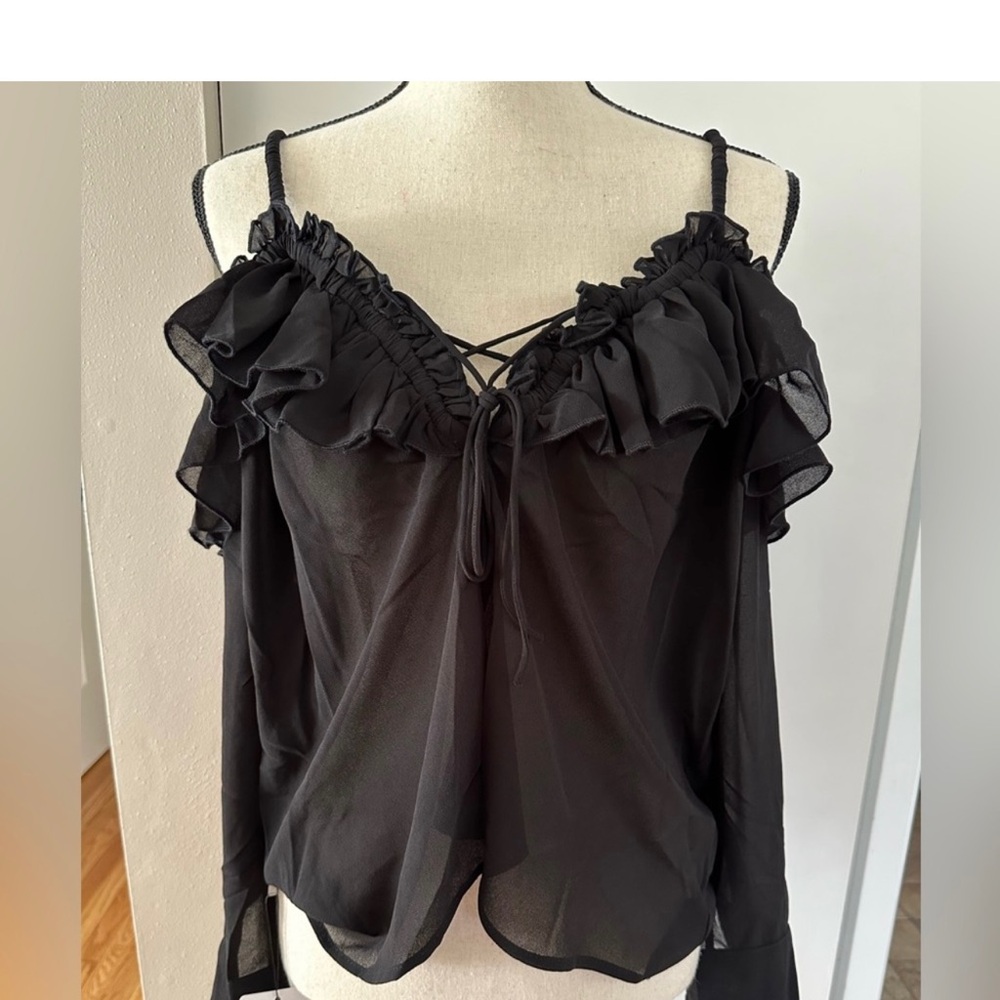 Chic Black Ruffled Blouse